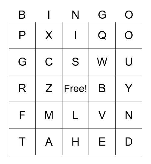 LETTER SOUNDS Bingo Card
