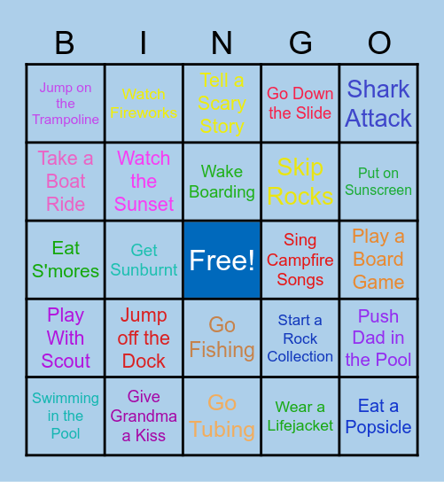 Lake Bingo Card