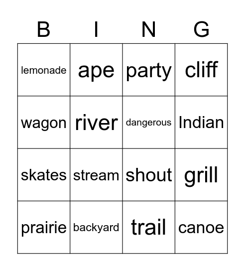 Week 5, Class 6 Bingo Card