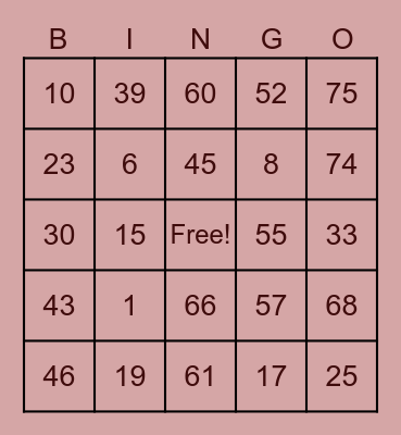 BRUNO Bingo Card