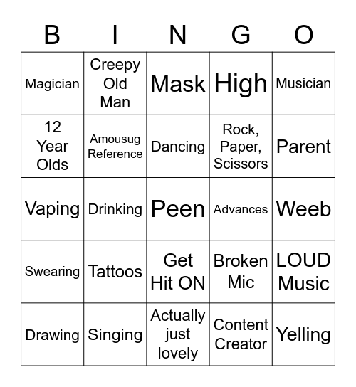 Omegle Bingo Card