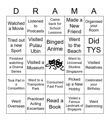 June Holidays (Drama) V1 Bingo Card