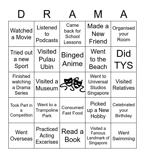 June Holidays (Drama) V1 Bingo Card