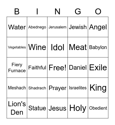Bible Bingo (Daniel) Bingo Card
