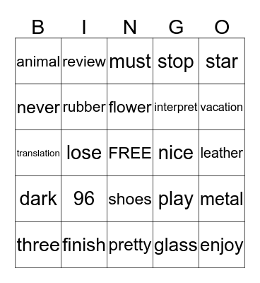 ASL 2 Bingo Card