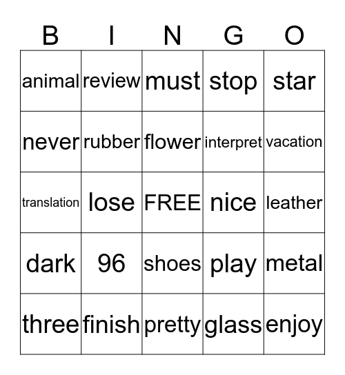 ASL 2 Bingo Card