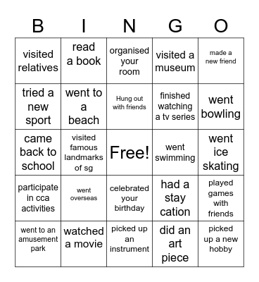 Scouts Holiday Bingo Card