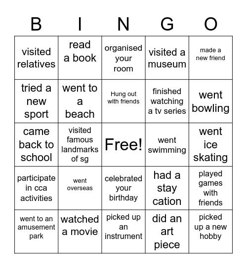 Scouts Holiday Bingo Card