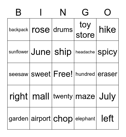 Untitled Bingo Card