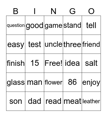 ASL 2 Bingo Card