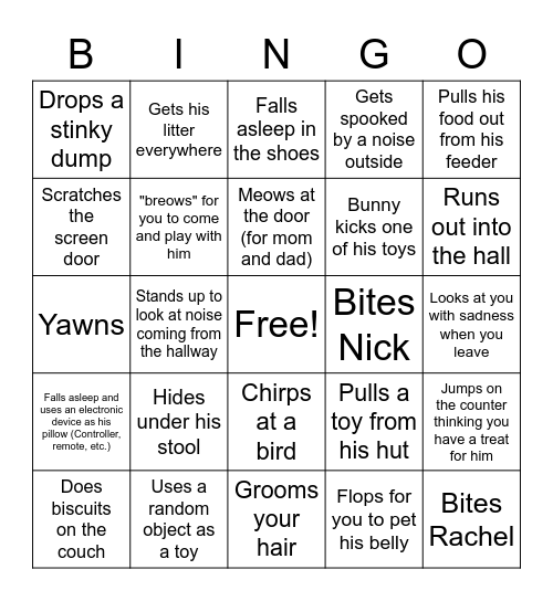 Bingo: Jack Edition (For Nick and Rachel) Bingo Card