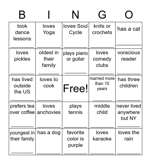 Icebreaker Bingo! Bingo Card