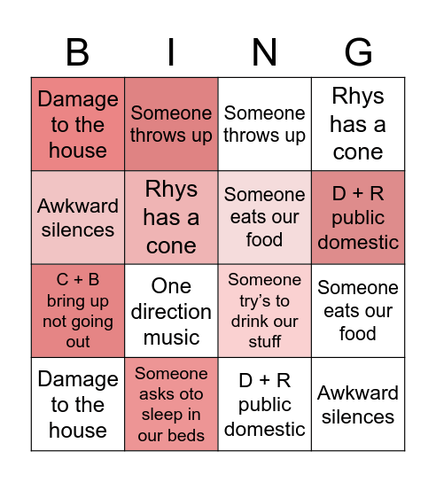 Danika’s 19th Bingo Card