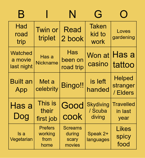 TGIF Bingo Card