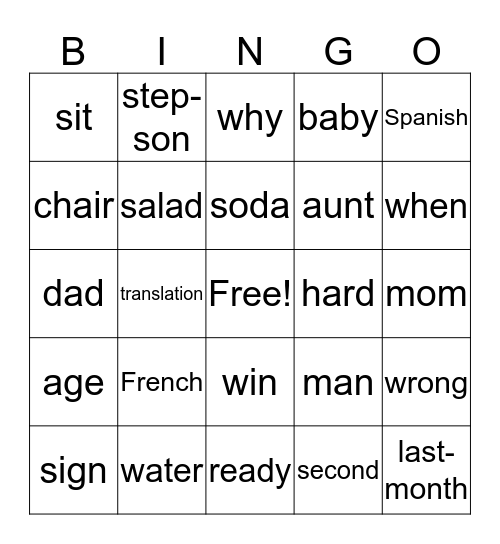 ASL 2 Bingo Card