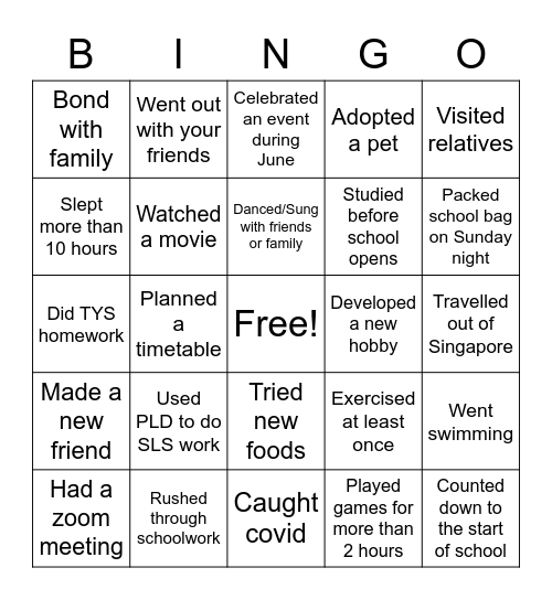 June Holidays 2022 Bingo Card