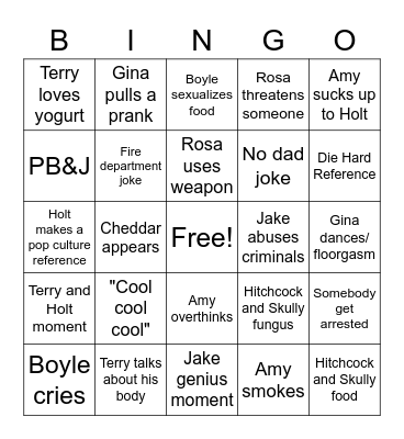 Brooklyn 99 Bingo Card