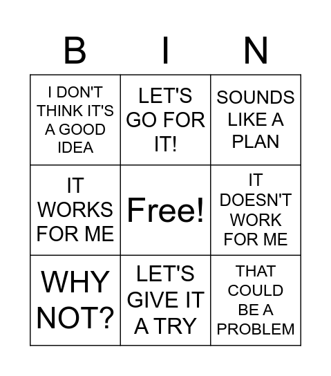 How to offer something. Replies Bingo Card