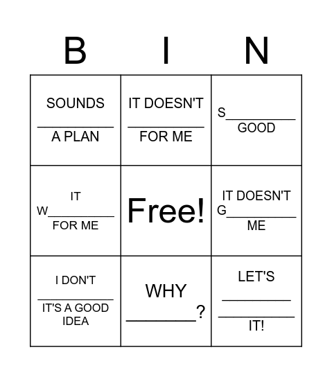 How to offer something. Replies. With the gaps Bingo Card