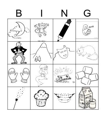 M Vocabulary Bingo Card