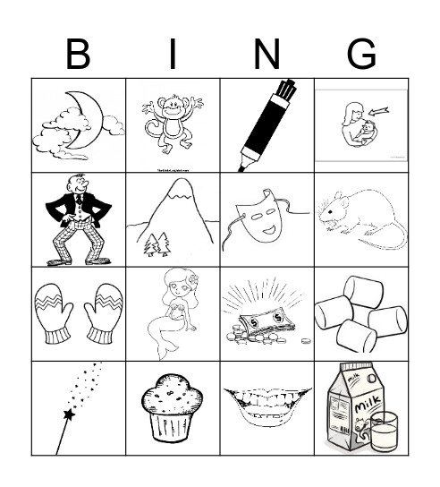 M Vocabulary Bingo Card