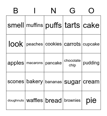 Bakery Bingo Card