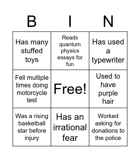 Find someone who.... Bingo Card