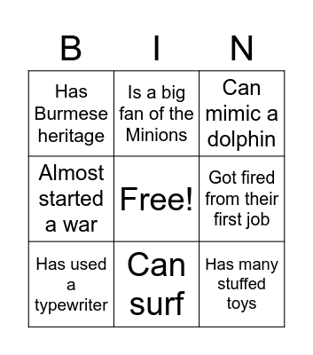 Find someone who.... Bingo Card
