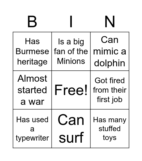 Find someone who.... Bingo Card