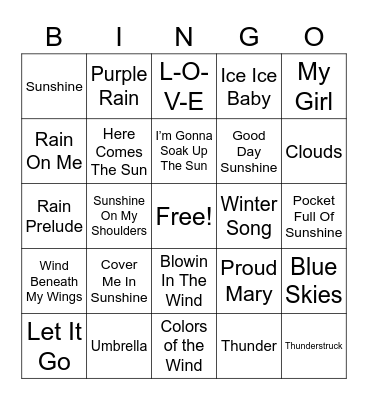 Weather Camp Bingo Card