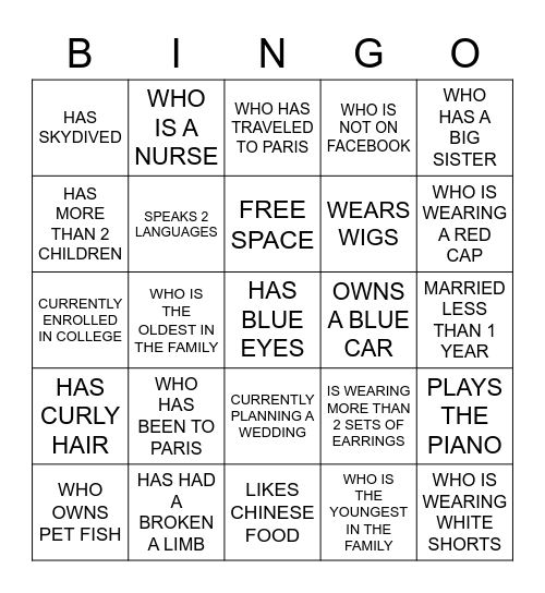 FIND SOMEONE WHO... Bingo Card