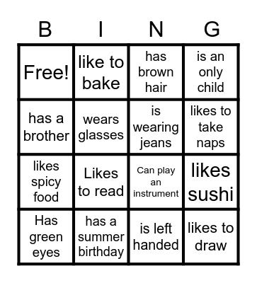 Find someone who... Bingo Card