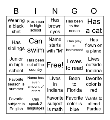 PASA Camp Bingo Card