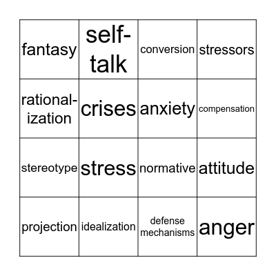 Positve Attitudes Bingo Card