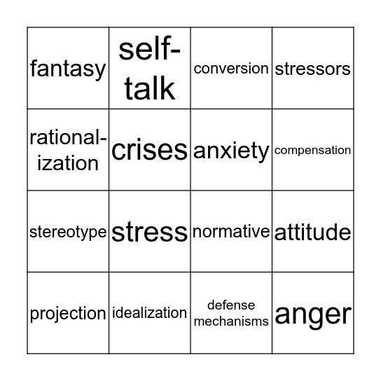 Positve Attitudes Bingo Card