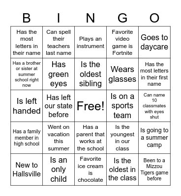 Last Day of Summer School! Bingo Card