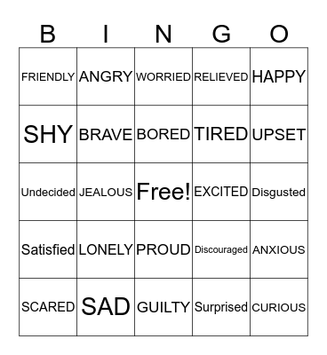 Emotions BINGO  Bingo Card
