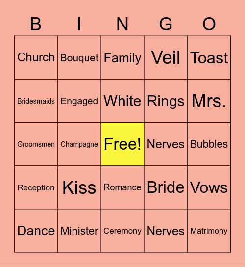 Wedding BINGO 👰🏻 Bingo Card