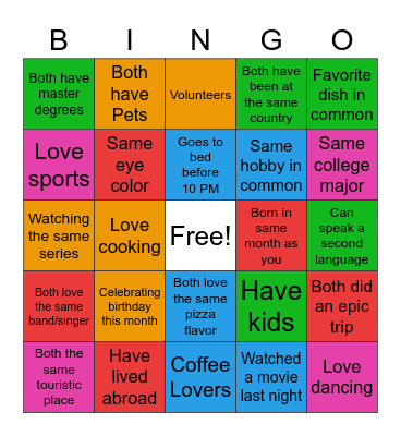Setting Sail Bingo Card