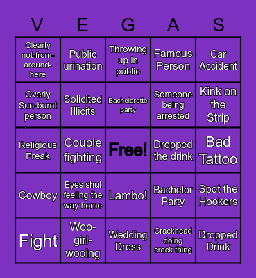 Vegas Bingo Card