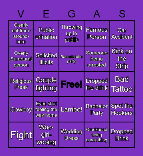 Vegas Bingo Card