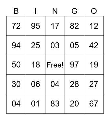 Birthday Bingo Card