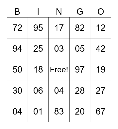 Birthday Bingo Card