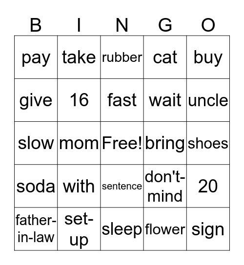 ASL 2 Bingo Card