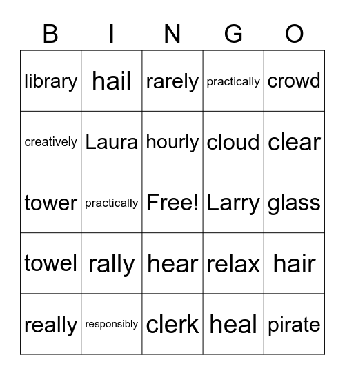 Right Sounds Bingo Card