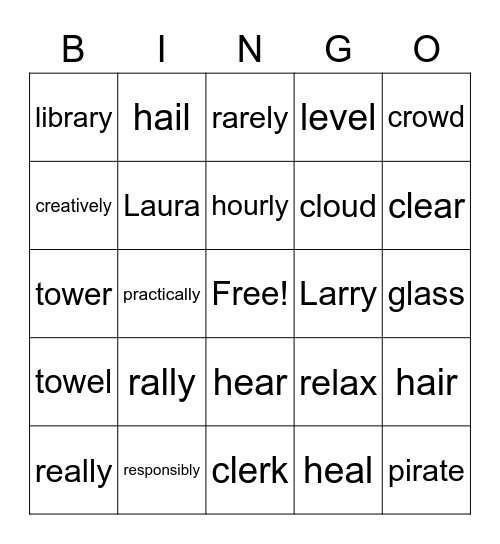 Right Sounds Bingo Card