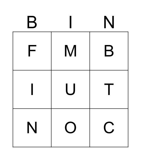 Letter Fun Bingo Card