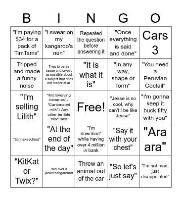Jesse bingo Card