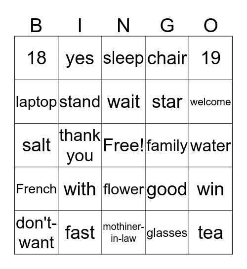 ASL 2 Bingo Card