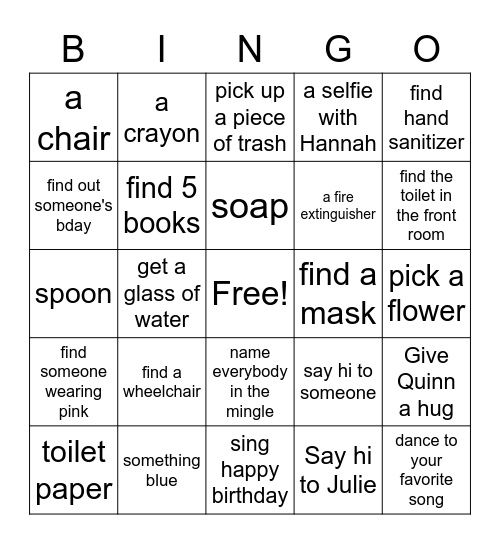 Reality Bingo Card